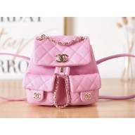 Chanel Small Backpack in Grained Shiny Calfskin AS3787 pink 2023