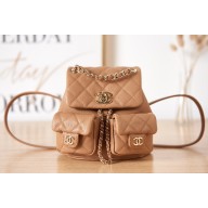 Chanel Small Backpack in Grained Shiny Calfskin AS3787 apricot 2023