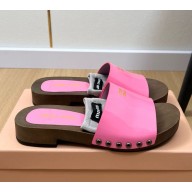 Miu Miu patent calfskin slippers pink 2025