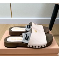 Miu Miu patent calfskin slippers nude pink 2025