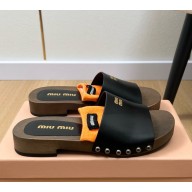 Miu Miu calfskin slippers black 2025