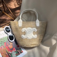 CELINE RAFFIA TRIOMPHE tote bag WHITE 2023