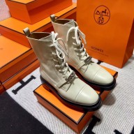 Hermes Funk ankle boot in glazed calfskin white 2023
