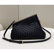 Fendi First Small Black braided leather bag 2022