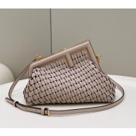 Fendi First Small nude braided leather bag 2022