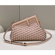 Fendi First Small pink braided leather bag 2022