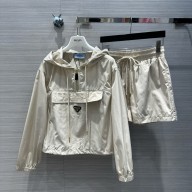 prada Printed Re-Nylon sweatshirt and skirt off white 2024