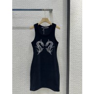 ALEXANDER WANG DRAGON CRYSTAL HOTFIX TANK MINIDRESS BLACK 2024