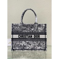 Dior Medium Book Tote bag in White and Black Paris Allover Embroidery  2024