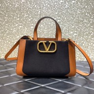 VALENTINO GARAVANI Vlogo Signature Small Canvas Tote Bag brown/navy blue 2022