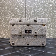 VALENTINO MEDIUM ROMAN STUD THE SHOULDER BAG WITH CHAIN AND SPARKLING EMBROIDERY silver 2022