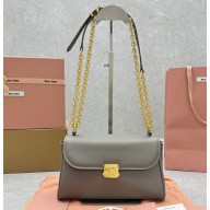 Miu Miu Leather shoulder bag 5BD266 Clay Grey  2024