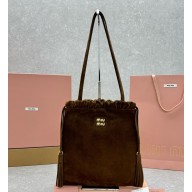 Miu Miu Joie suede tote bag 5BG303 Brown 2024