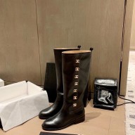 chanel cc logo long boots black 2021