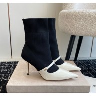 Jimmy choo womens carolyn ankle boot in black/white leather heel 8.5cm 2024