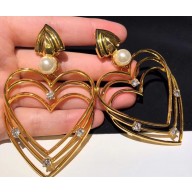 Balenciaga Heart and Pearl Earrings