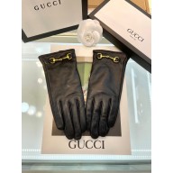 Gucci BLACK Leather gloves with Horsebit