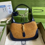 Gucci camel straw effect jackie 1961 small shoulder bag 2021