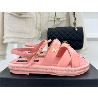 Chanel espadrille/calfskin sandals G39776 pink 2023