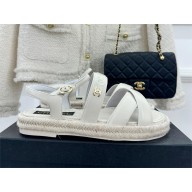Chanel espadrille/calfskin sandals G39776 white 2023