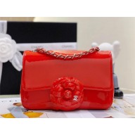 Chanel Plexi Mini Flap bag with Camellia Red 2023