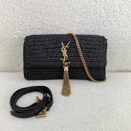 Saint Laurent kate 99 tassel BAG in raffia BLACK 2024(original quality)