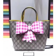 Gucci Children's Check Bow GG Tote Bag 501804 Pink 2018