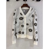 chanel camellia printed wool cardigan white 2023