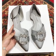 Manolo Blahnik Crystal Satin Flat Shoes Gary 2018