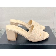 Chanel HEEL 7CM QUILTING CALFSKIN MULES apricot 2023