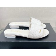 Chanel QUILTING CALFSKIN FLAT MULES WHITE 2023