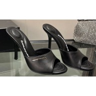 Alexander Wang Heel 10cm Lucienne Mules in Leather Black 2024