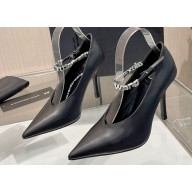 Alexander Wang Heel 10cm delphine ankle strap pumps in leather Black 2024