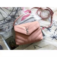 Saint Laurent Loulou Toy Bag in Matelassé "y" Leather 467072 pink/silver