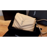 Saint Laurent Loulou Toy Bag in Matelassé "y" Leather 467072 apricot/silver