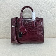 saint laurent nano sac de jour in crocodile-embossed leather burgundy(original quality)