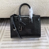 saint laurent nano sac de jour in crocodile-embossed leather black(original quality)