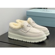Prada Suede loafer booties 1D245N white 2023