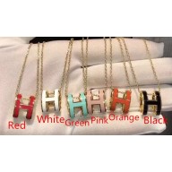 Hermes H Pendant Necklace Rose Gold Chain 2018