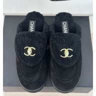 Chanel Platform CC Logo Shearling Mules black 1113-2024