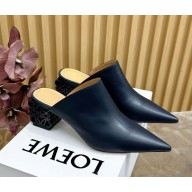 Loewe Anagram heel 4.5cm calfskin mule in dark blue 1111-2024