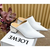 Loewe Anagram heel 4.5cm calfskin mule in white 1111-2024