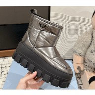 Prada platform ankle boots in calfskin with shearling silvery 1111-2024