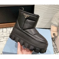 Prada platform ankle boots in calfskin with shearling black 1111-2024