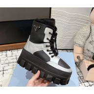 Prada platform ski boots in calfskin with shearling silvery 1111-2024