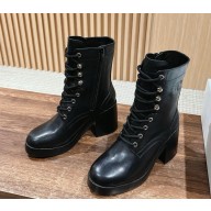 Celine Triomphe Rangers Mid Lace-Up Boots In Shiny Bull Black  1113-2024