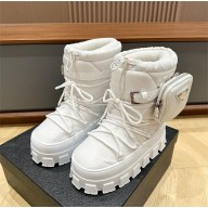 Prada Nylon gabardine après-ski boots with pouch white 1U005N 2023