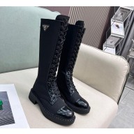 Prada Brushed leather and Re-Nylon boots black 1W906M 2023