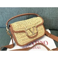 VALENTINO GARAVANI ALLTIME RAFFIA SHOULDER BAG tan 2024