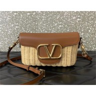 Valentino Garavani  Locò raffia crossbody bag tan 2024